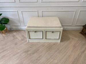 Shoe cabinet, 2 drawers, wooden frame, white