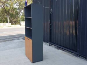 Tall file cabinet glass opening solid bottom