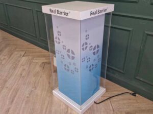 Display stand, product stand, wooden frame, with lights