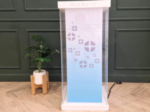 Display stand, product stand, wooden frame, with lights