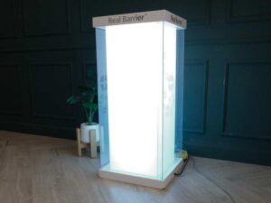 Display stand, product stand, wooden frame, with lights