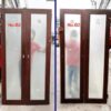 Double Wooden Doors with Sandblasted Glass