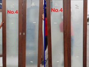 Double Wooden Doors with Sandblasted Glass
