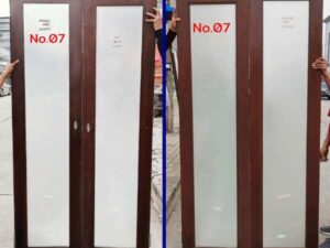 Double Wooden Doors with Sandblasted Glass