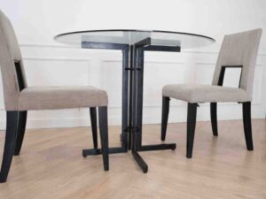 Round Glass Table with Black Metal Legs (There are many)