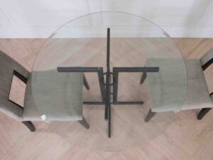 Round Glass Table with Black Metal Legs (There are many)