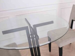 Round Glass Table with Black Metal Legs (There are many)