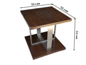Square Wooden Side Table with Stainless Steel Legs
