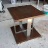 Square Wooden Side Table with Stainless Steel Legs