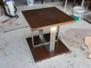 Square Wooden Side Table with Stainless Steel Legs