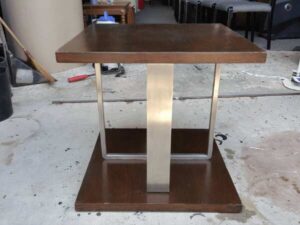 Square Wooden Side Table with Stainless Steel Legs