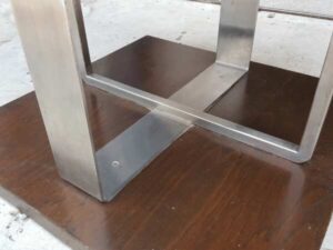 Square Wooden Side Table with Stainless Steel Legs