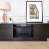 Wooden sideboard, dark oak color, 2 compartments, 2 doors.