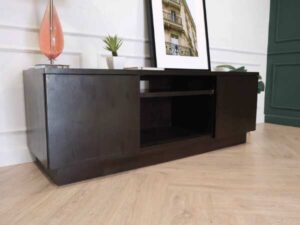 Wooden sideboard, dark oak color, 2 compartments, 2 doors.