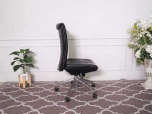 Rockworth high back leather office chair, stainless steel legs *no arms