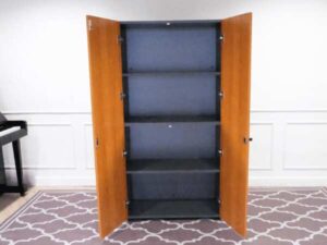Tall file cabinet with 2 doors, Rockworth brand.