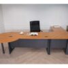 Executive desk set, 4 pieces connected together, L corner, wood top, Rockworth steel legs.