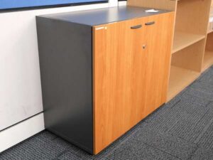 2-door filing cabinet, wood, gray top, Rockworth