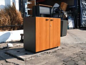 2-door filing cabinet, wood, gray top, Rockworth