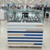 Jewelry cabinet, glass product display cabinet with drawers White-Brown-Blue *No key