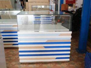 Jewelry cabinet, glass product display cabinet with drawers Trapezoidal shape (right diagonal)