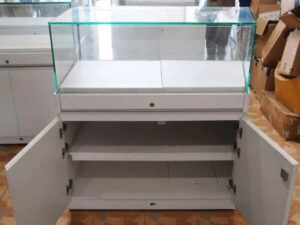 Jewelry cabinet, glass product display cabinet with drawers Trapezoidal shape (right diagonal)