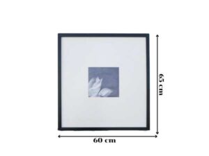 Picture of a blooming lotus, black and white, black wooden frame