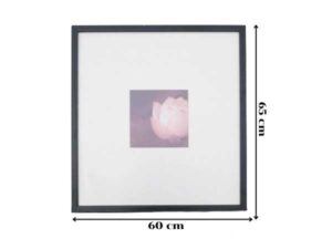 Picture of pink lotus flower, black wooden frame