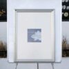 Picture of lotus flower, black and white, silver frame