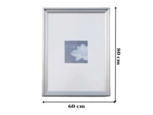 Picture of lotus flower, black and white, silver frame