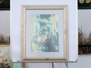 Picture of people in the city, gold frame