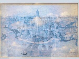 Old city picture, gold frame no.3