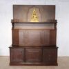 2-level wooden display cabinet with glass top, 5 doors, 4 drawers, teak wood mixed with teak plywood.