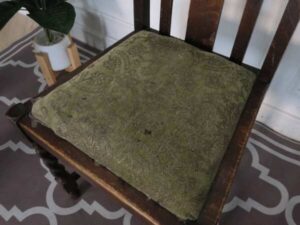 Wooden chair, green cloth cushion imported from europe