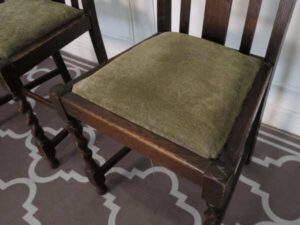 Wooden chair, green cloth cushion imported from europe