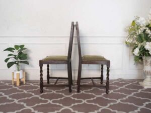 Wooden chair, green cloth cushion imported from europe