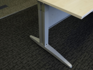 Corner desk L, beech wood top, Ultra brand, light gray steel legs (only right L available)