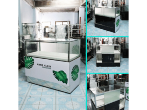 Jewelry cabinet, glass cabinet to display products Rectangular shape, white, sliding glass door *no key