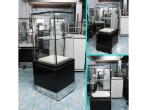 Jewelry cabinet, glass product display cabinet, tall, black, glass door opens *no key