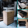 Jewelry cabinet, glass product display cabinet, tall, brown, with glass door drawers. *No key/no wheels