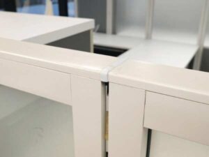 Glass partition, steel frame, Haworth brand, large