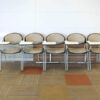 Lecture Chair Cream leather seats gray steel frame