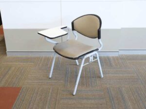 Lecture Chair Cream leather seats gray steel frame