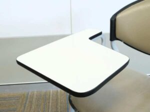 Lecture Chair Cream leather seats gray steel frame