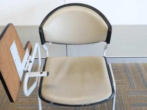 Lecture Chair Cream leather seats gray steel frame