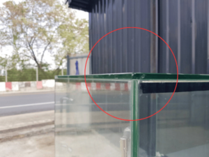 Jewelry cabinet, glass cabinet to display products Tall, square shape glass door open Gray stone pattern wood base