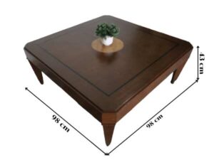 Teak frame center table (With yellow circles)