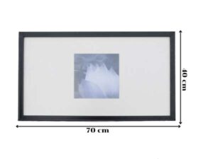 Picture of lotus flower, black and white, black wooden frame