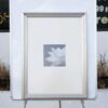 Picture of a blooming lotus, black and white, silver frame