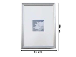 Picture of a blooming lotus, black and white, silver frame